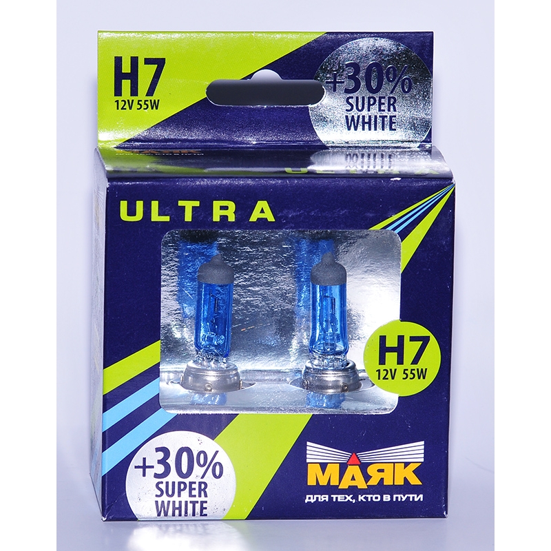 Автомобильная лампа Маяк H7 12V 55W (Px26d) SUPER LIGHT+30% 1 шт.