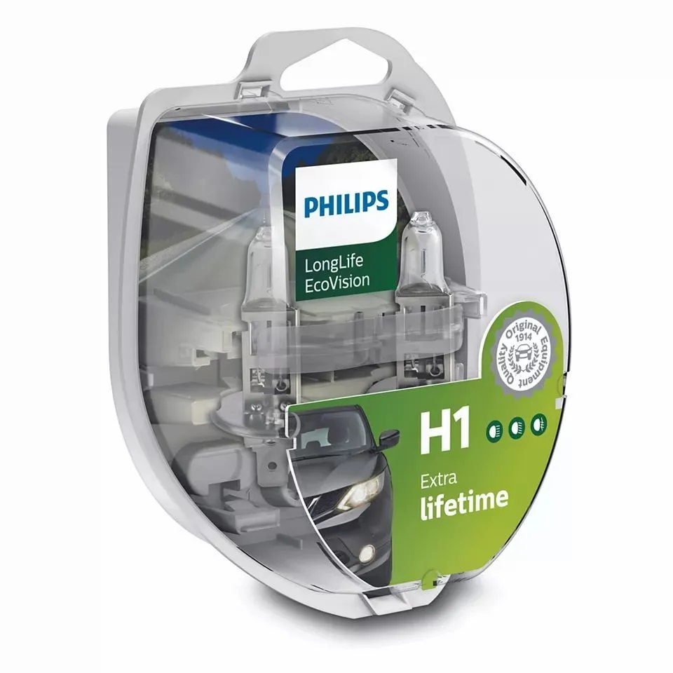 Автомобильная лампа Philips H1 12V 55W LongLife EcoVision (2 шт.)