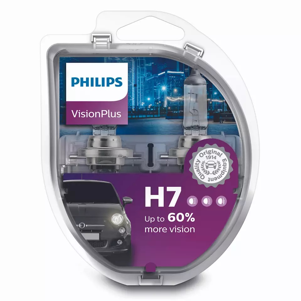 Автомобильная лампа Philips H7 VisionPlus (+60%) (2 шт.)