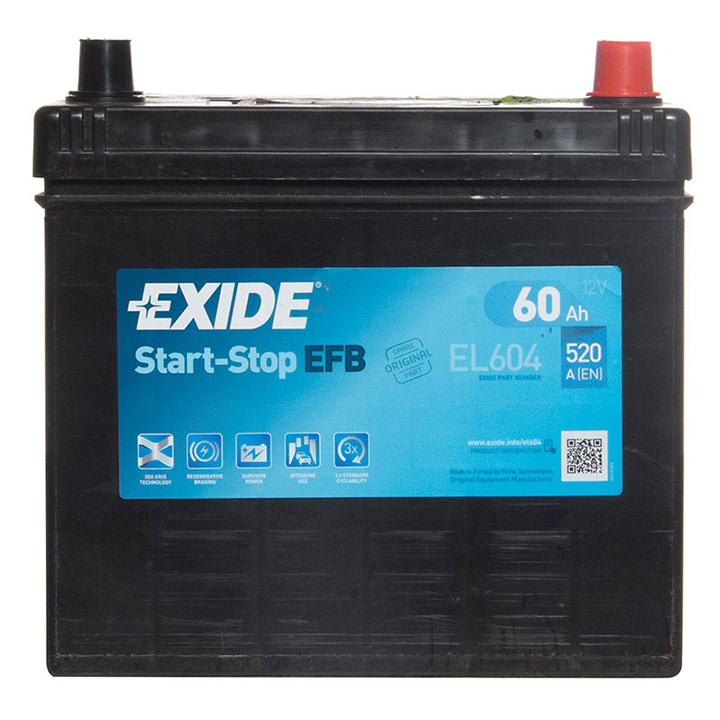 Автомобильный аккумулятор Exide Start-Stop EFB EL604 (D23L) 60А/ч-12V ст EN520 европейские обратная 232x173x225