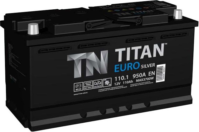 Автомобильный аккумулятор Titan Euro Silver 110А/ч-12V ст EN950 европейские прямая 353x175x190