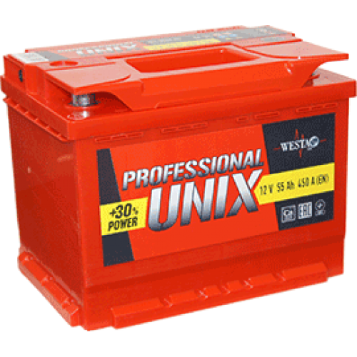 Автомобильный аккумулятор Unix 6ст - 62 Professional new 62А/ч-12V ст EN европейские обратная - 242x175x190