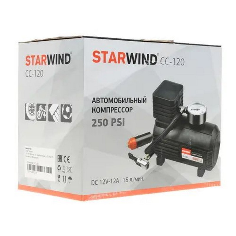 Автомобильный компрессор StarWind CC-120 15л/мин шланг 0.45м