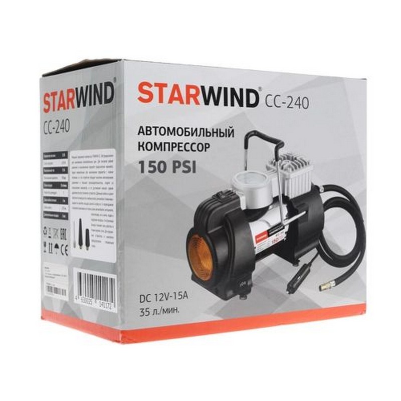 Автомобильный компрессор StarWind CC-240 35л/мин шланг 0.75м