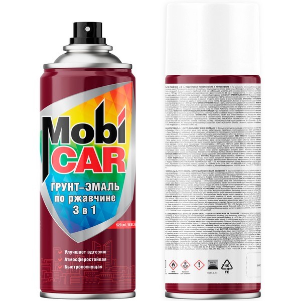 Автоэмаль MobiCAR по ржавчине 3 в 1 0528-24 MC белый матовый 0,52 л