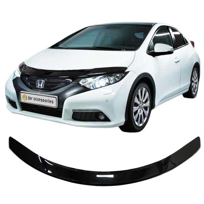 Дефлектор капота CA plastic 2010010109349 черный Honda Civic 5D