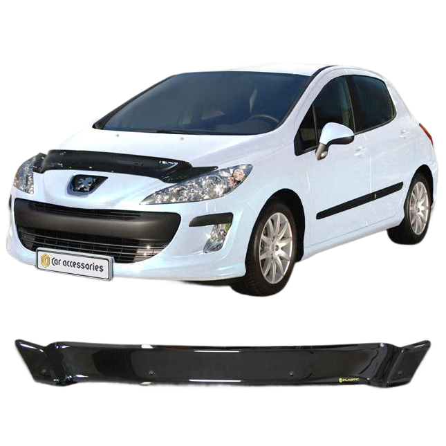 Дефлектор капота CA plastic 2010010110130 черный Peugeot 308 хетчбек