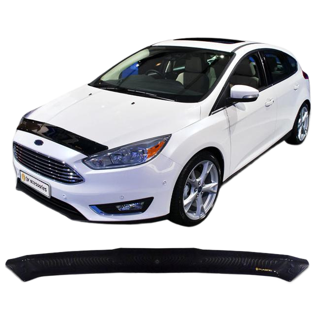 Дефлектор капота CA plastic 2010010111472 черный Ford Focus 3 седан