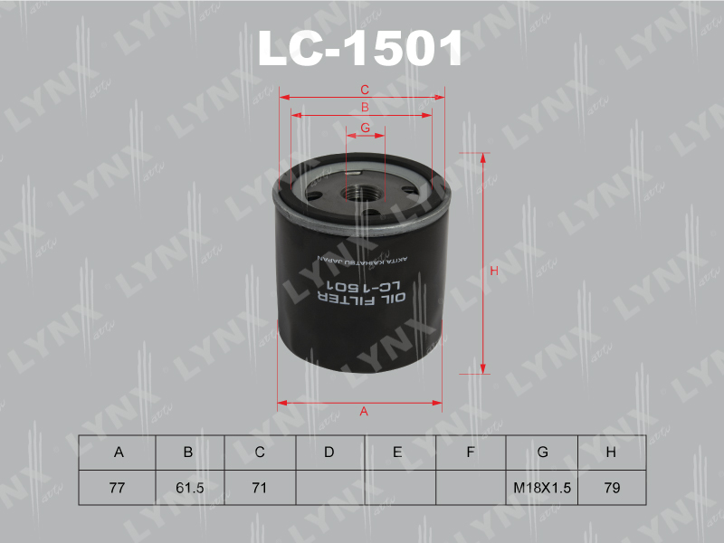 Фильтр масляный LYNXauto LC-1501 (Chevrolet Aveo/Captiva/Cruze/Lacetti/Lanos/OPEL Antara/Astra/Corsa)