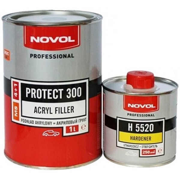 Грунт Novol 2-K MS 4+1 PROTECT 300 + отвердитель серый 1 л.