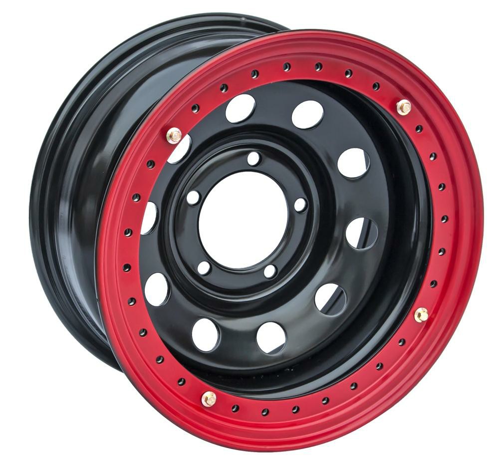 Легковой диск Off Road Wheels УАЗ с бедлоком красный 8x16 5x139,7 ET-24 110 черный