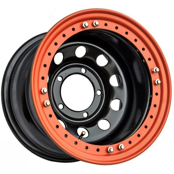 Легковой диск Off Road Wheels УАЗ с бедлоком оранжевый 8x16 5x139,7 ET-19 110 черный