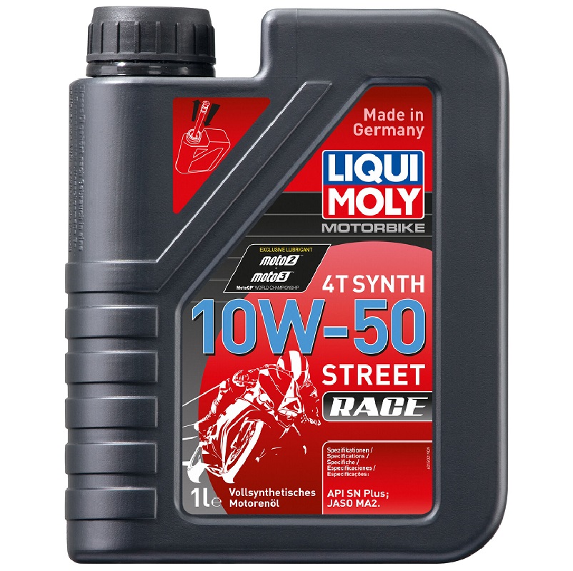 Масло моторное Liqui Moly Motorbike 4T Synth Street Race 10W-50 API SN PLUS синтетическое 1 л 1502/3982