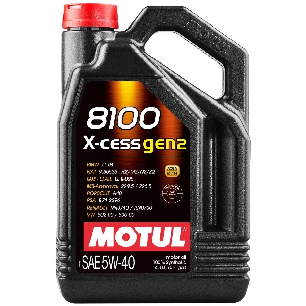 Масло моторное Motul 8100 X-Cess Gen 2 5W-40 API SN/CF; ACEA A3/B4 синтетическое 4 л