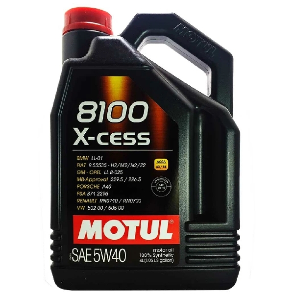Масло моторное Motul 8100 X-Cess Gen 2 5W-40 API SN/CF; ACEA A3/B4 синтетическое 4 л