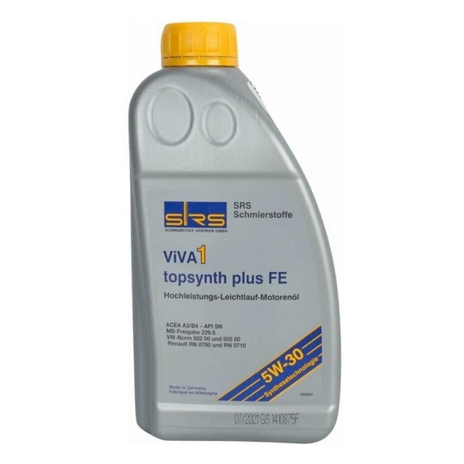 Масло моторное SRS VIVA 1 topsynth Plus FE 5W-30 API SN; ACEA A3/B4 синтетическое 1 л SRS30901