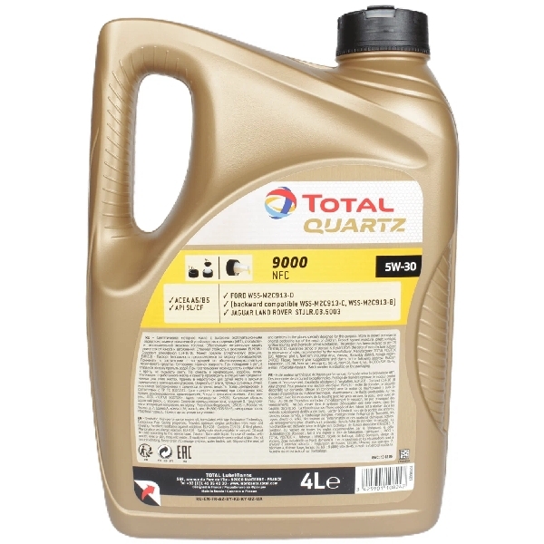 Масло моторное Total Quartz 9000 NFC 5W-30 API SL/CF; ACEA A5/B5 синтетическое 4 л 10990501/213836