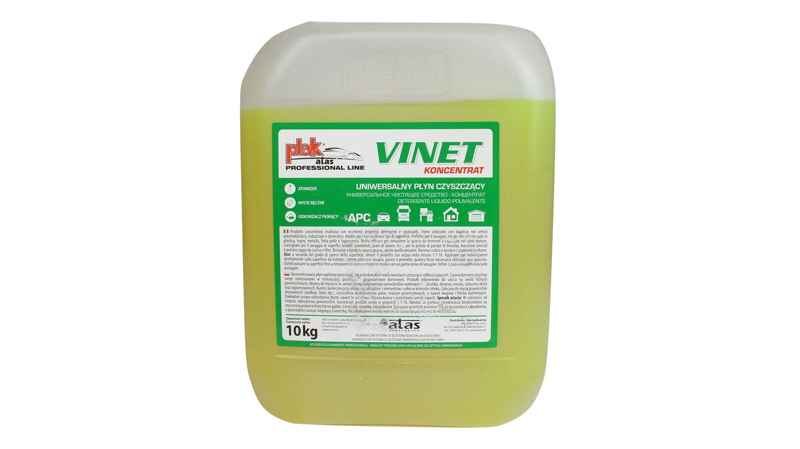 Очиститель салона ATAS VINET для кожи и пластика, 10 кг 10 л