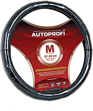 Оплетка на руль Autoprofi АР-850 M Black brown M 37—39 см натуральная кожа черный/коричневый