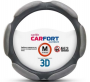 Оплетка на руль Carfort CS3162 M 37-39 см алькантара/экокожа серый