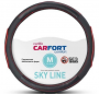 Оплетка на руль Carfort CS8152 M 37-39 см экокожа черный/красный