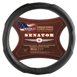 Оплетка на руль Senator кожа Maine черная M M 37—39 см кожа черный