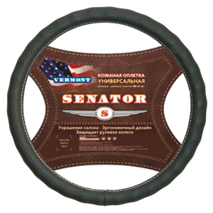 Оплетка на руль Senator OPLS0711 M 37—39 см кожа черный