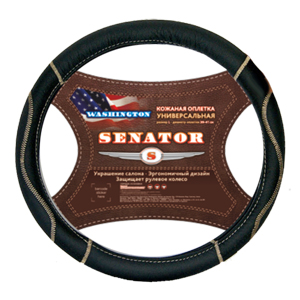 Оплетка на руль Senator OPLS0801 M 37—39 см кожа черный