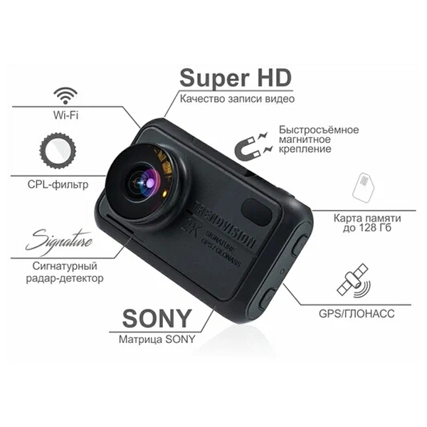 Видеорегистратор TrendVision Hybrid Signature EVO PRO 170 ° черный
